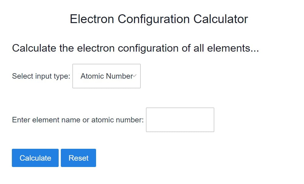 Electron Configuration Calculator