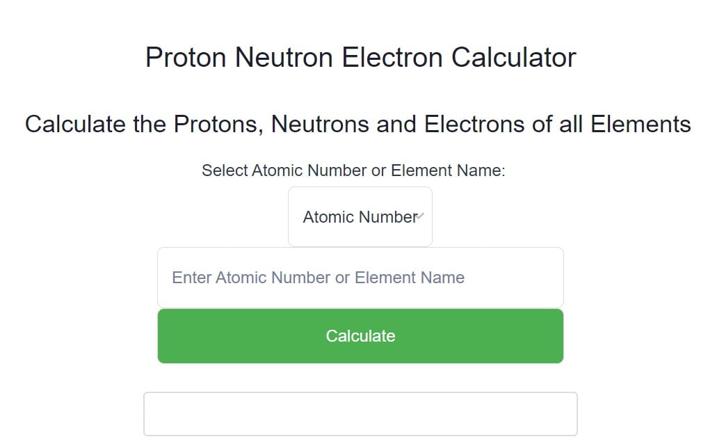 Proton Neutron Electron Calculator