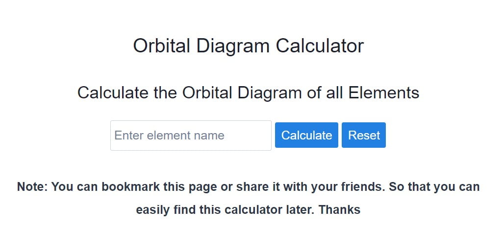 Orbital Diagram Calculator